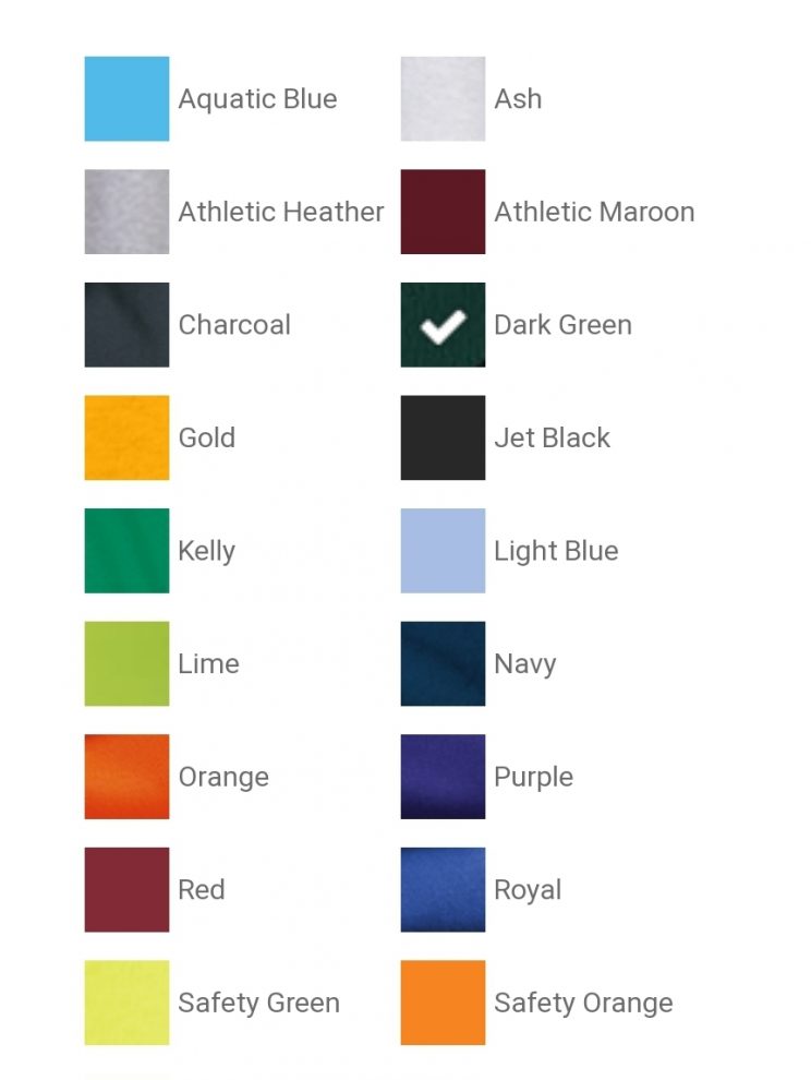 Color Choices for PAD shirts