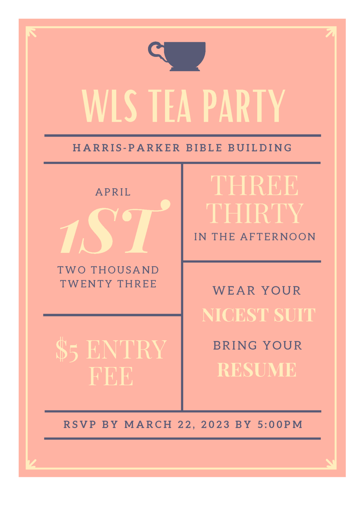Women's Legal Society Tea Party Flyer