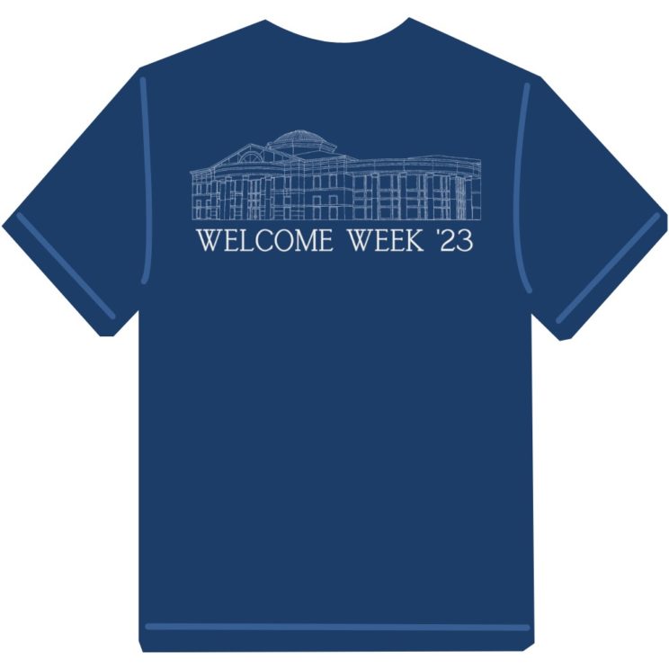 Welcome Week T-Shirt Design with Law School Building on Shirt