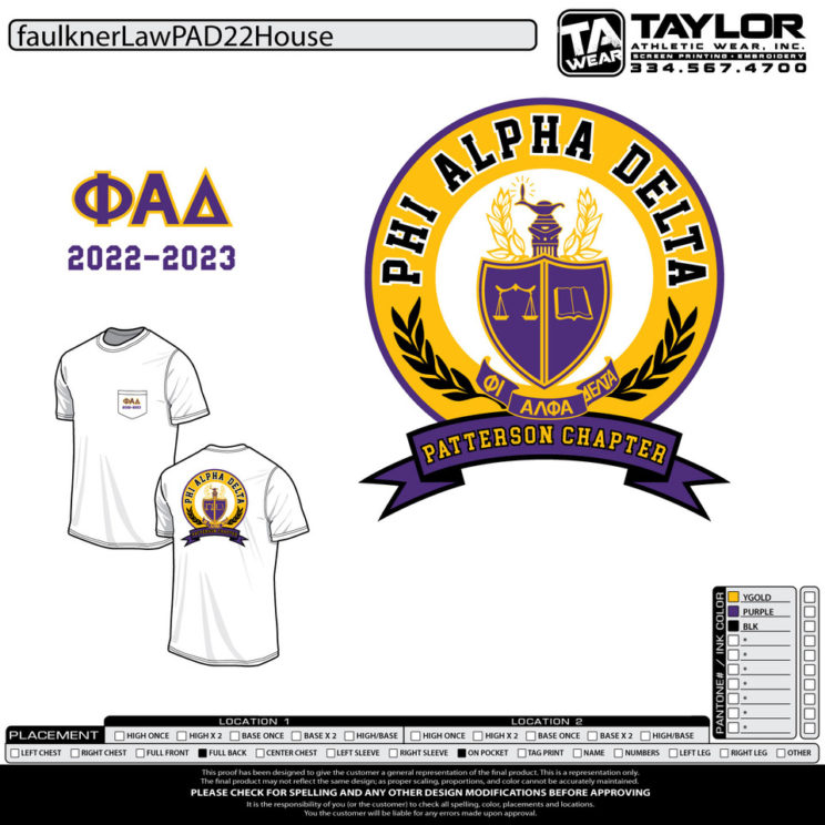 Phi Alpha Delta Shirt Design