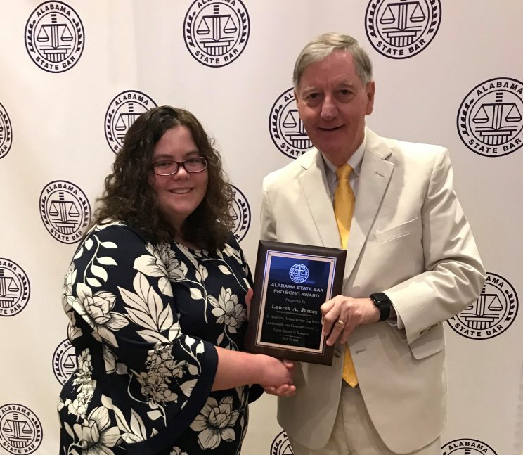 Lauren James is awarded the Pro Bono Award. Photo credit, Alabama State Bar