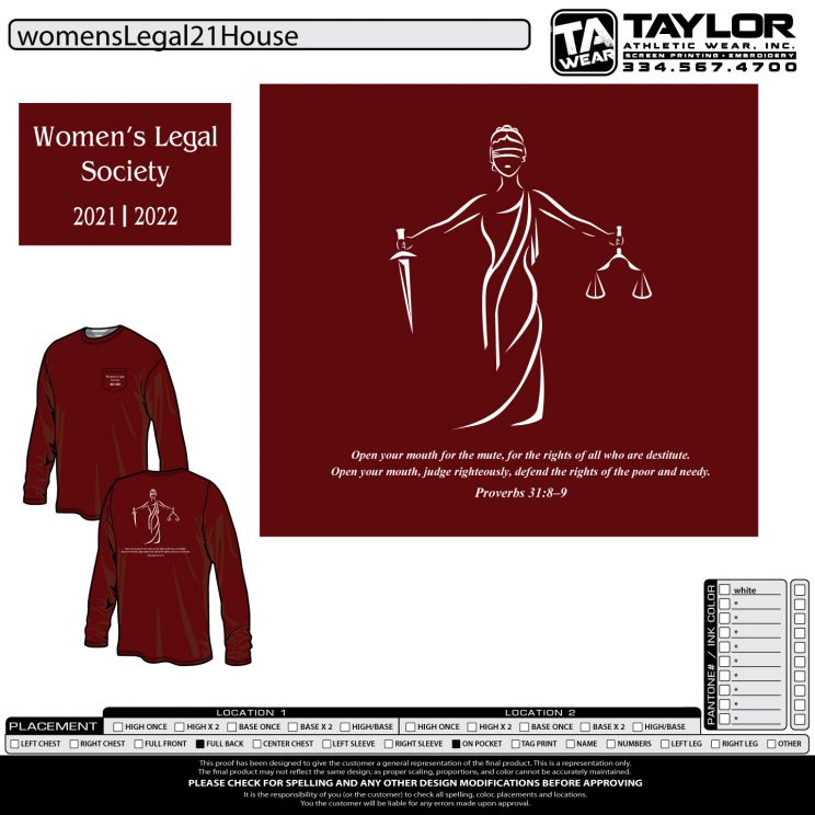 Women's Legal Society shirt design